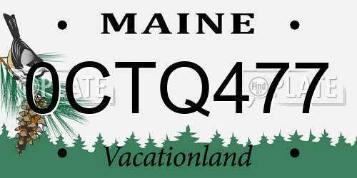 0CTQ477 Maine License Plate