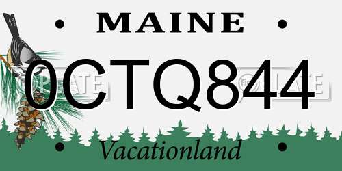0CTQ844 Maine License Plate