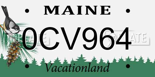 0CV964 Maine License Plate