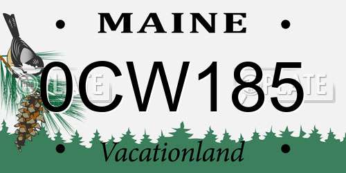 0CW185 Maine License Plate