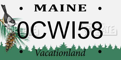 0CWI58 Maine License Plate