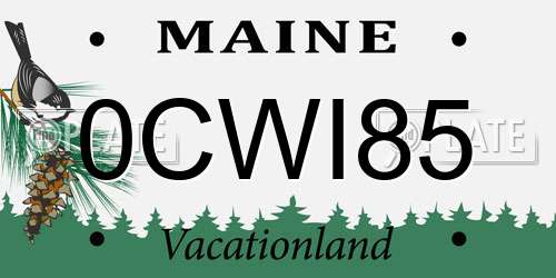 0CWI85 Maine License Plate