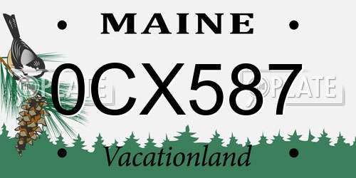 0CX587 Maine License Plate