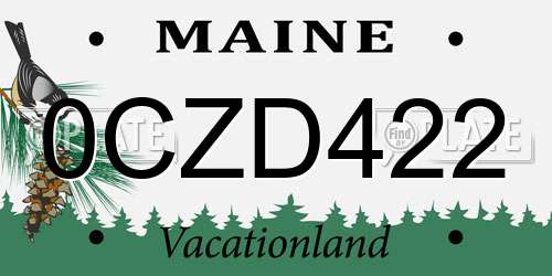 0CZD422 Maine License Plate