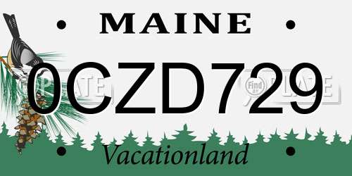 0CZD729 Maine License Plate