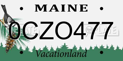 0CZO477 Maine License Plate