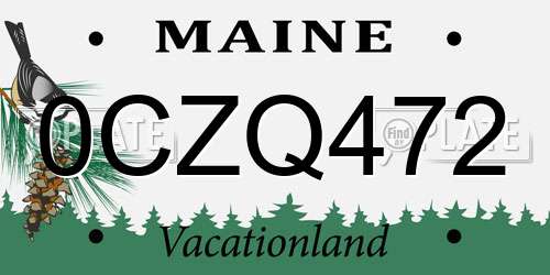 0CZQ472 Maine License Plate
