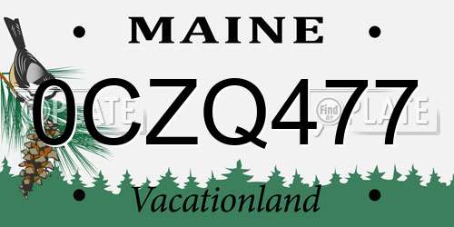 0CZQ477 Maine License Plate