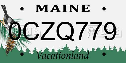 0CZQ779 Maine License Plate