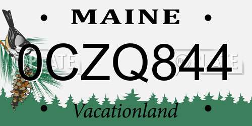 0CZQ844 Maine License Plate