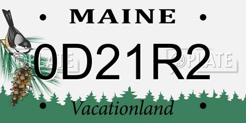 0D21R2 Maine License Plate