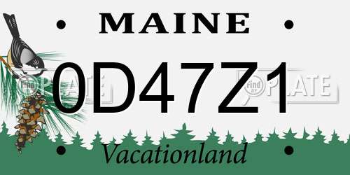 0D47Z1 Maine License Plate