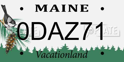 0DAZ71 Maine License Plate