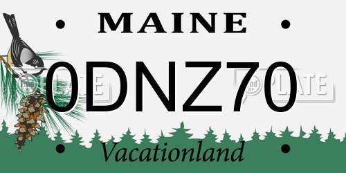 0DNZ70 Maine License Plate