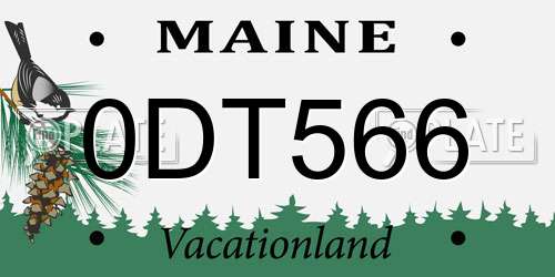 0DT566 Maine License Plate