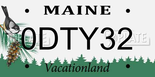 0DTY32 Maine License Plate