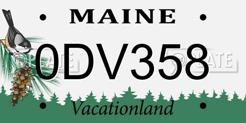 0DV358 Maine License Plate