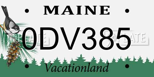0DV385 Maine License Plate
