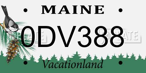 0DV388 Maine License Plate
