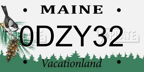 0DZY32 Maine License Plate