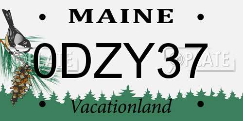 0DZY37 Maine License Plate
