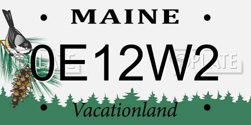 0E12W2 Maine License Plate