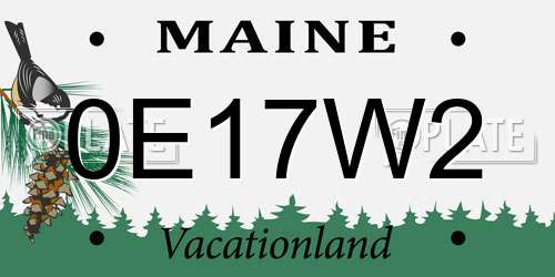 0E17W2 Maine License Plate