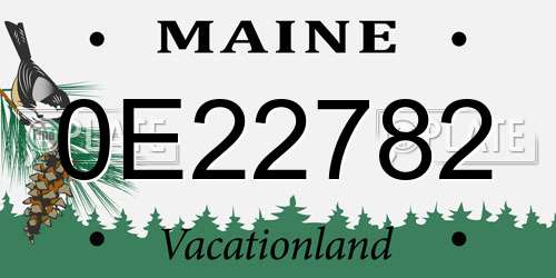 0E22782 Maine License Plate