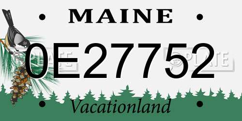 0E27752 Maine License Plate