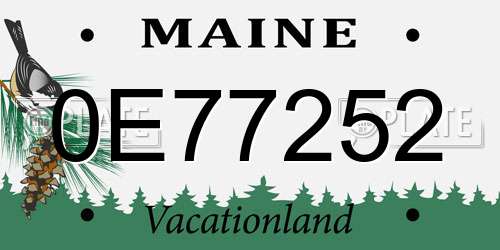 0E77252 Maine License Plate
