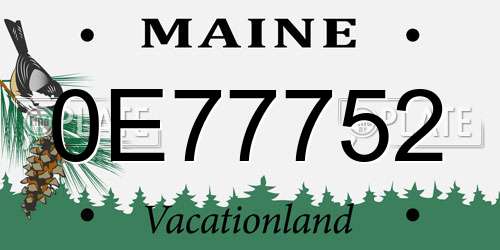 0E77752 Maine License Plate