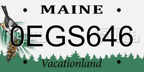 0EGS646 Maine License Plate