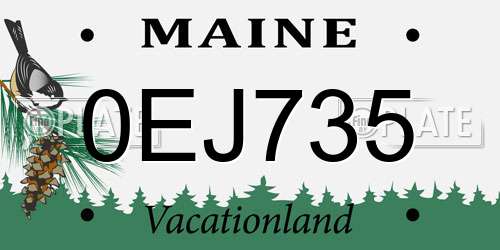 0EJ735 Maine License Plate