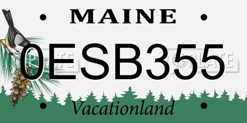 0ESB355 Maine License Plate