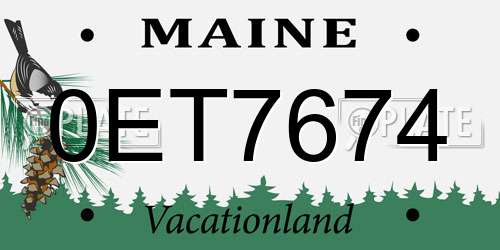 0ET7674 Maine License Plate