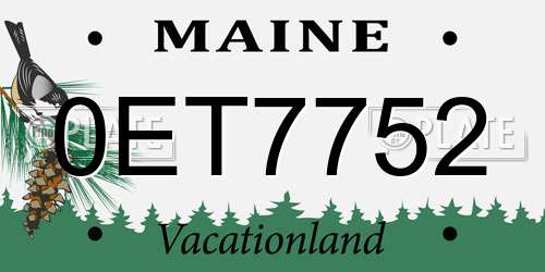 0ET7752 Maine License Plate