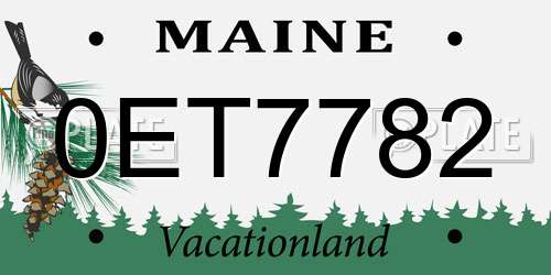 0ET7782 Maine License Plate