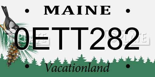 0ETT282 Maine License Plate