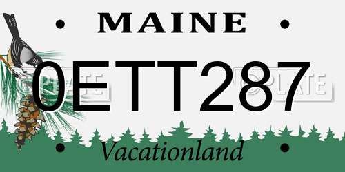 0ETT287 Maine License Plate