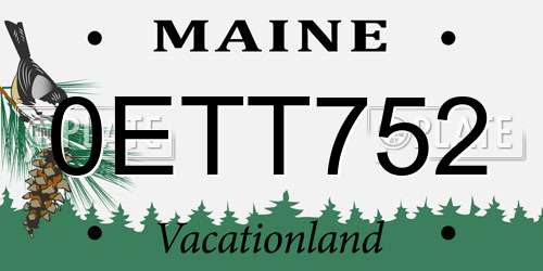 0ETT752 Maine License Plate