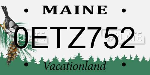 0ETZ752 Maine License Plate