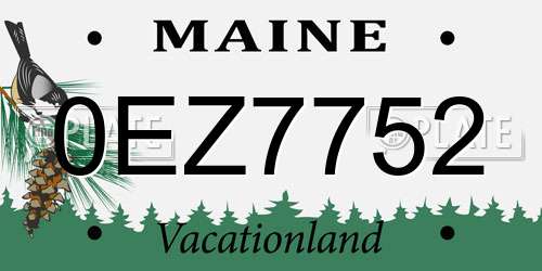 0EZ7752 Maine License Plate