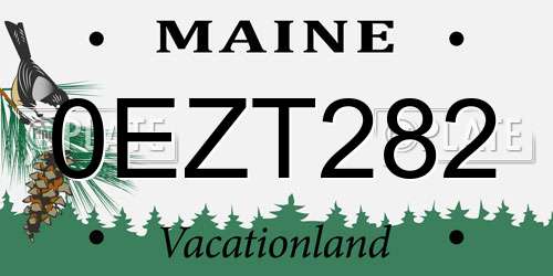 0EZT282 Maine License Plate