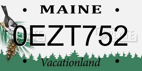 0EZT752 Maine License Plate