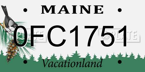 0FC1751 Maine License Plate