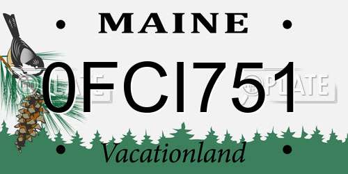 0FCI751 Maine License Plate