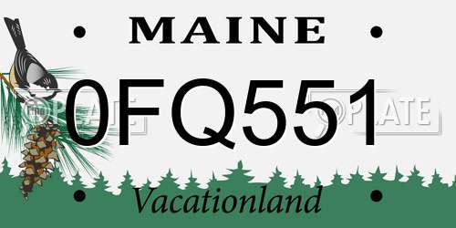 0FQ551 Maine License Plate