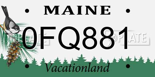 0FQ881 Maine License Plate
