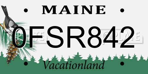 0FSR842 Maine License Plate