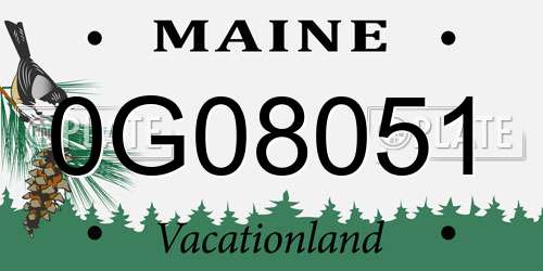 0G08051 Maine License Plate